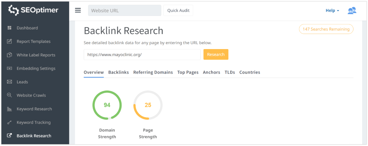 Profil backlink Mayo Clinic